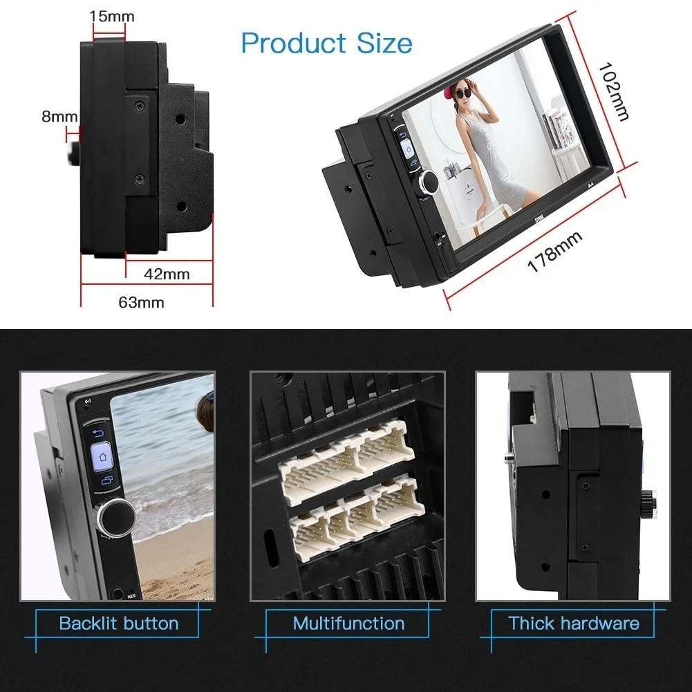 2din Автомобильная Радио Android8.1 мультимедийный плеер цифровой Mp5 с Bluetooth/wifi gps FM AM