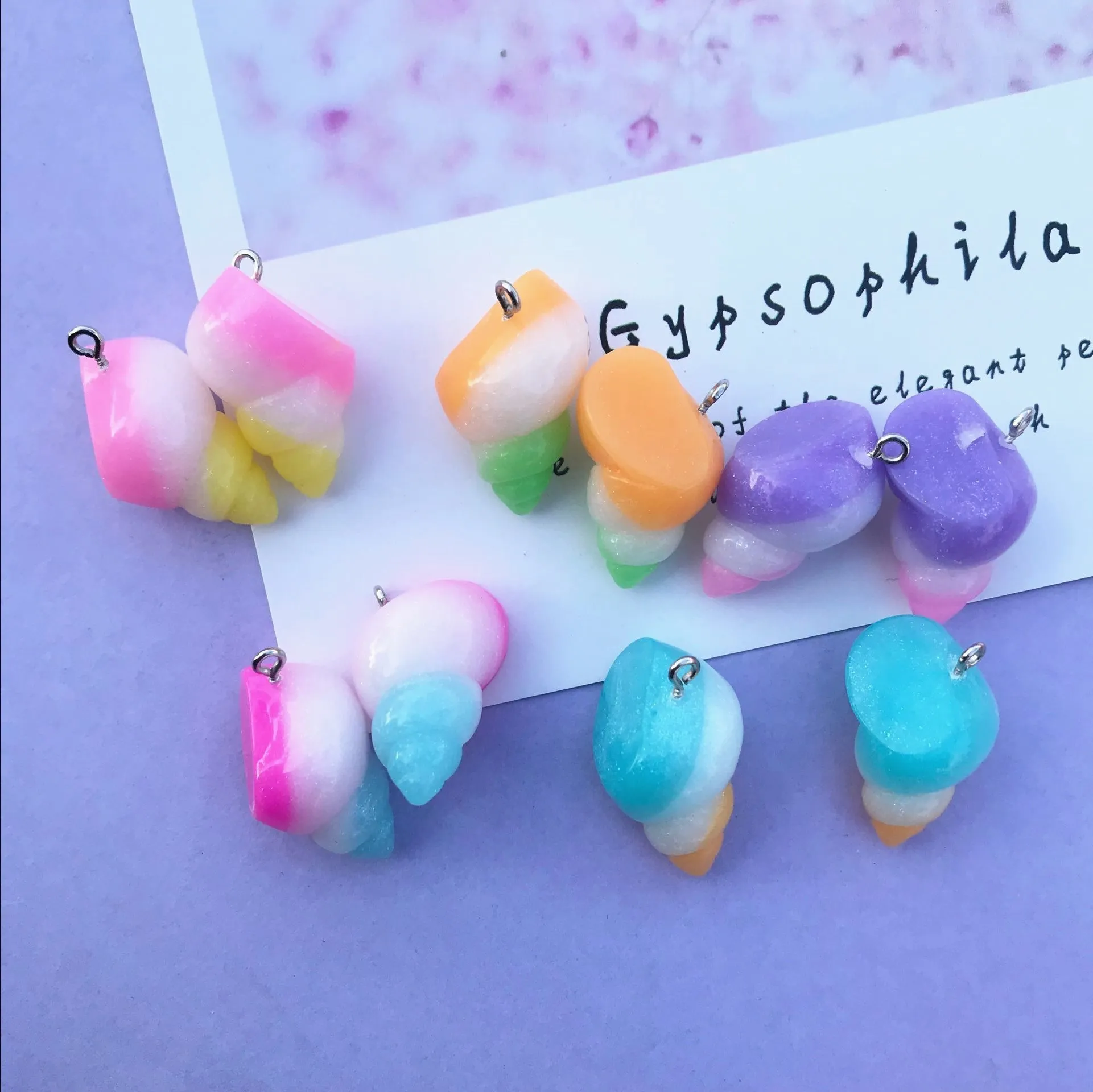 ZALEBABA 3D Подвески из полимерного радужного раковины очень милые брелоки подвески