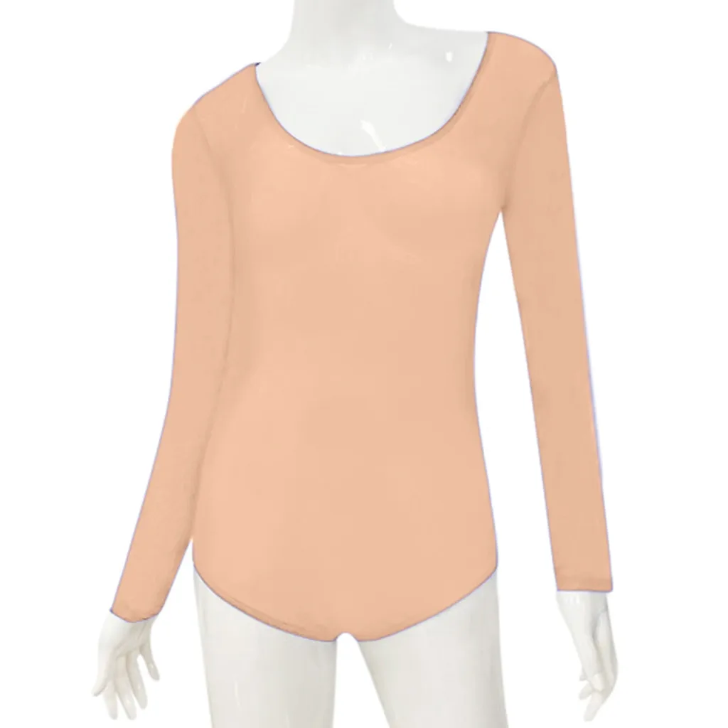 Женский эластичный сетчатый трико с длинным рукавом комбинезон топы боди