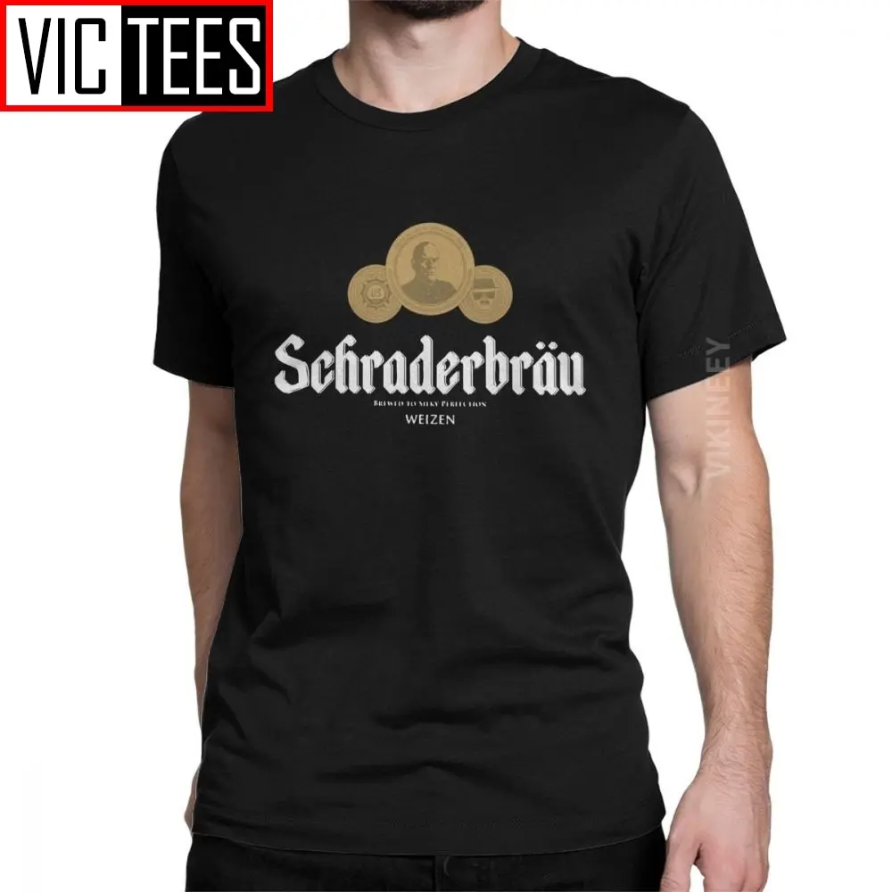 Schraderbrau Men's T Shirt Breaking Bad Hank Schrader Walter White Vintage T-Shirt Pure Cotton Unique Camisas Hombre