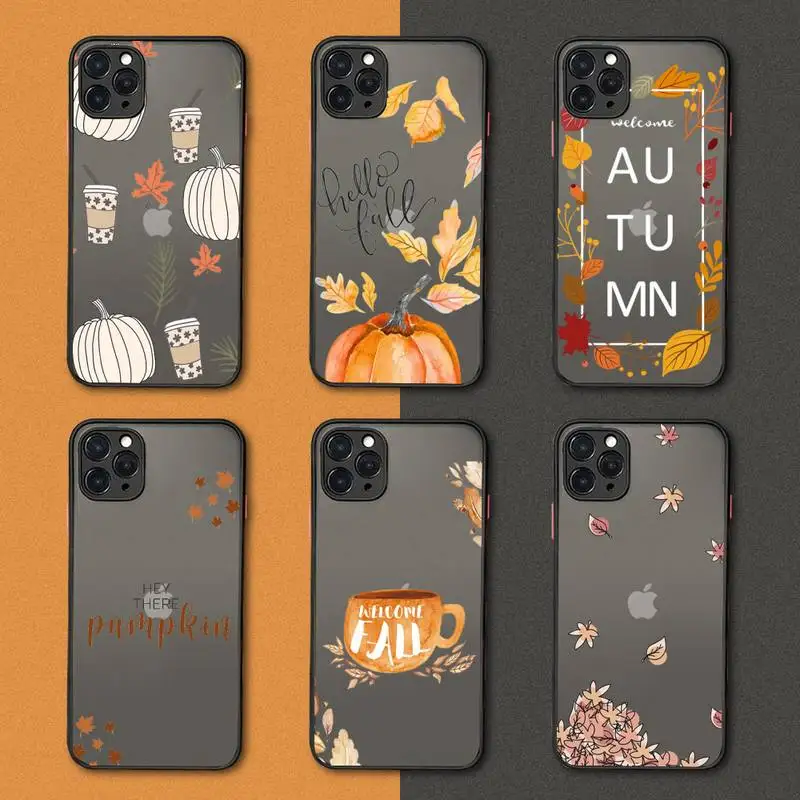 

happy autumn fall Phone Case black matte transparent For iPhone 7 8 x xs xr 11 12 pro plus mini max Clear Funda