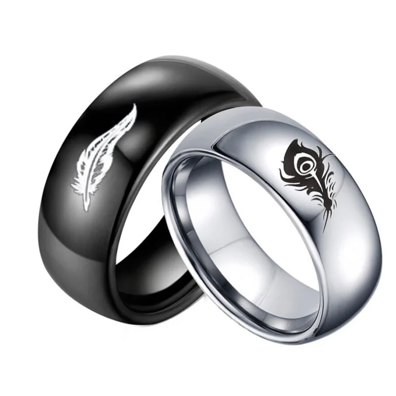 

Male and female League of Legends game feather ring Rakan and Xayah Feather ring titanium steel couple ring
