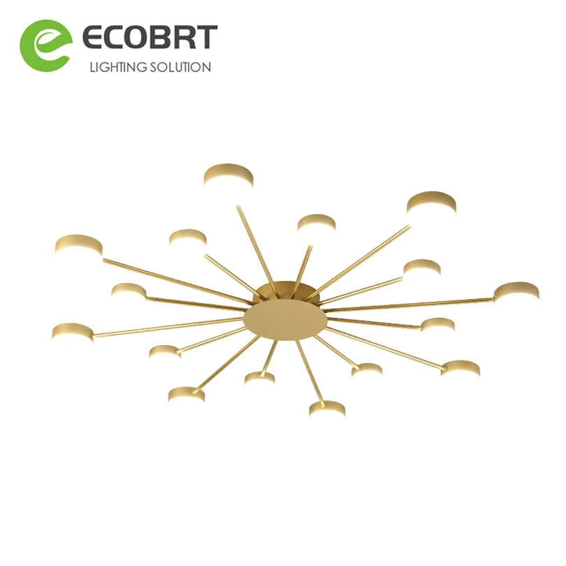 

Светодиодный потолочный светильник ECOBRT, Черное золото, с круглым металлическим абажуром, лампа для гостиной, настенное поверхностное крепл...