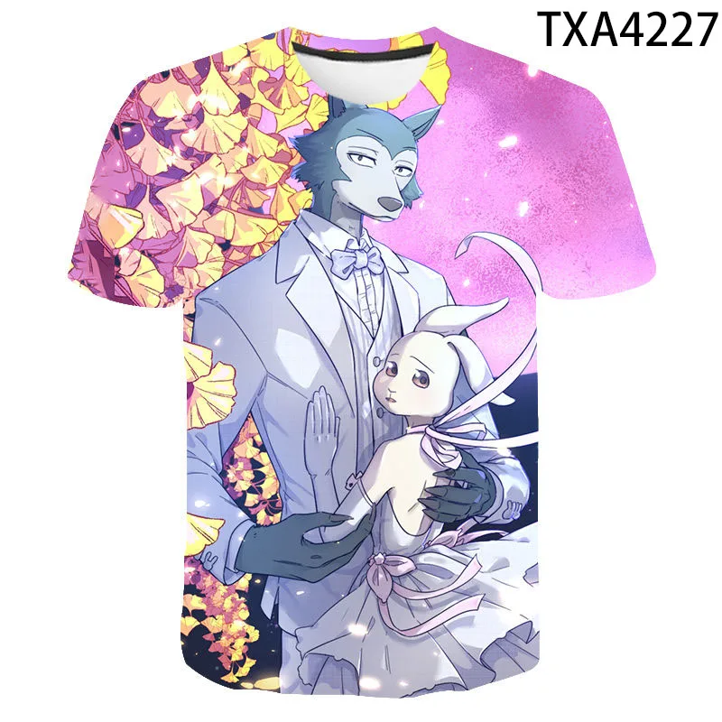 Аниме Beastars модная мужская женская детская спортивная футболка с 3D принтом серый