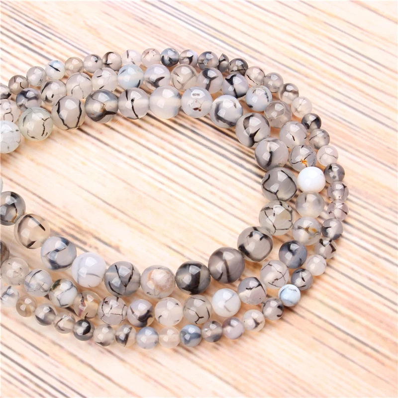 

Black and White Dragon Pattern 4/6/8/10/12mm Natural Stone Loose Beads Matte Jewelry Bracelet Necklace Make