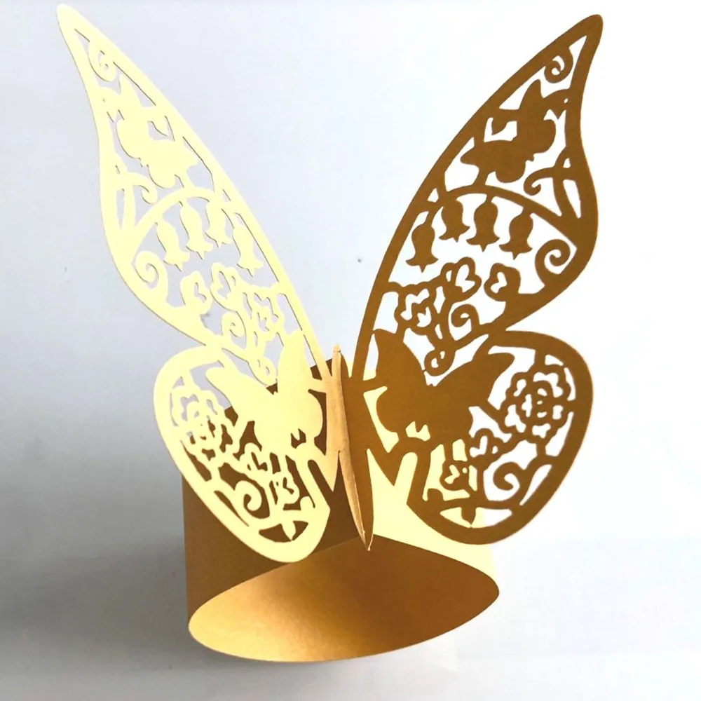 50pcs Hollow Butterfly Pearl Paper Napkin Rings Towel Buckle Serviette Holder Wedding Banquet Dinner Table Decoration New | Дом и сад