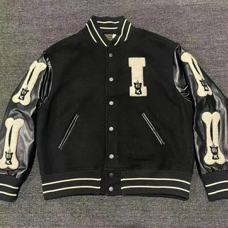 Куртка мужская меховая в стиле Харадзюку винтажная бейсбольная куртка пэчворк с