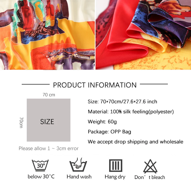 

Nieuwe Zijden Vrouwen Vierkante Kleine Sjaal Haarband Olie Patroon Halsdoek Bandana Foulard Sjaals Dame Hoofd Wraps Cheveux