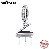 wostu 925 sterling silver charms grand piano pendant dazzling bead fit original bracelet necklace for women jewelry cqc1733
