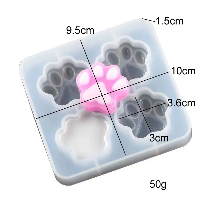 

1PC Soft Candy Silicone Mold Cat Paw For Crystal Keychain Diy Jewelry Chocolate Pudding Resin Mold Cake Decoration Tool
