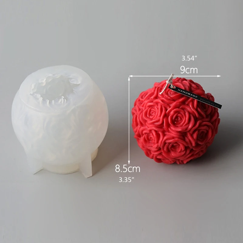 

DIY 3D Rose Ball Candle Mold Soap Mold Flower Silicone Mold Candle Resin Making