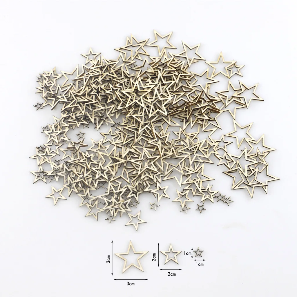 

100pcs 20mm Unfinished Wooden Stars Ornaments Blank Wood Pieces Star for Christmas Wedding Party DIY Crafts