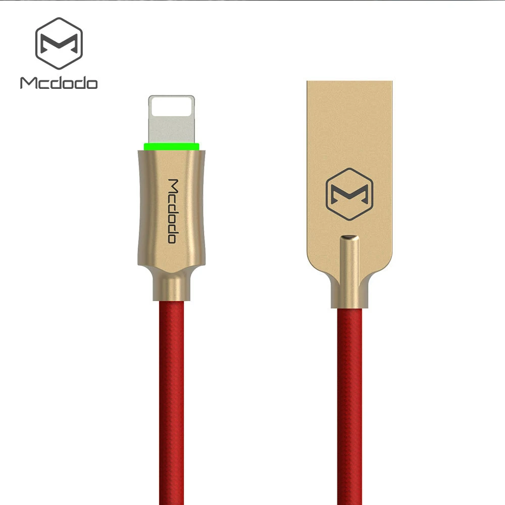 Red 10 шт./лот Mcdodo Автоматическое отключение для iPhone USB кабель 2.4A кабель передачи данных для быстрой зарядки для iPhone iPad iPod USB кабель светодиодный iOS шнур - Цвет: Red