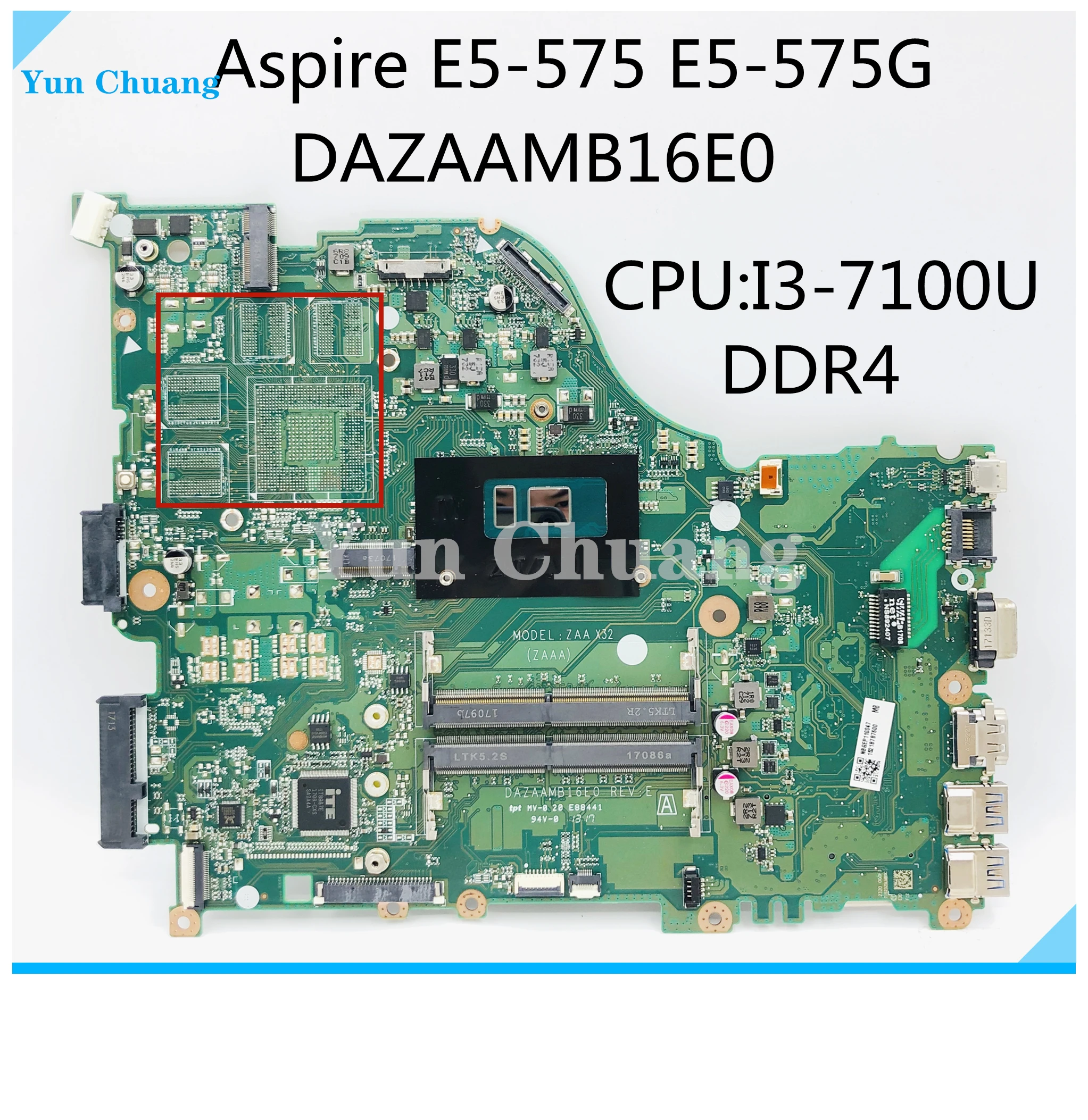Для Acer Aspire E5 575 575G материнская плата портативного компьютера с i3 7100U Процессор