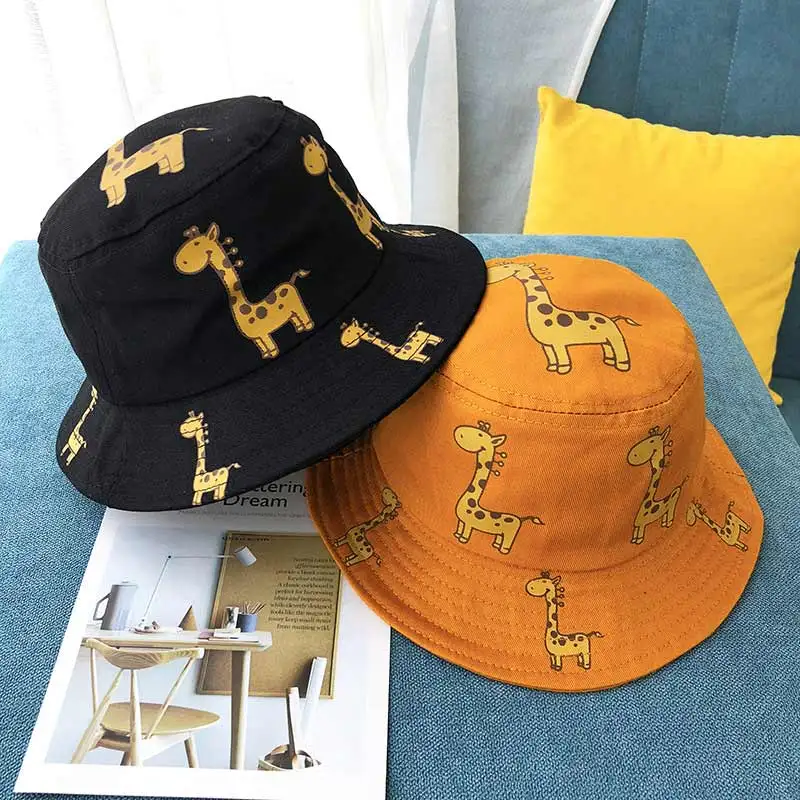 Ni&ntilde;os de primavera y oto&ntilde;o sombreros de cubo de dibujos animados jirafa sombrero de Sol para ni&ntilde;as ni&ntilde;os al aire libre sombrero de playa Camping pesca gorra sombrero Panam&aacute;-3