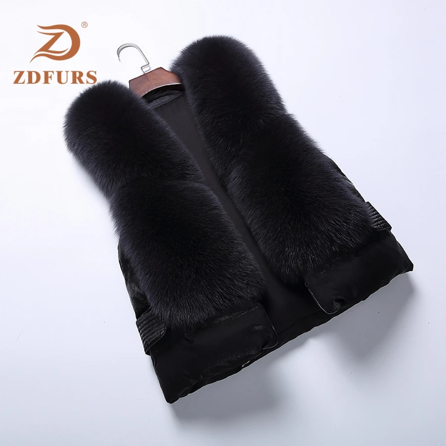 ZDFURS* жилет из натурального Лисьего меха пуховый жилет женский жилет из лисьего меха Зимний меховой жилет