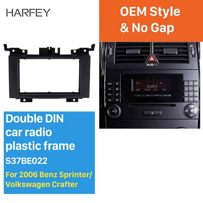 

Harfey Автомобильная Радио панель DVD панель Черный Установка отделка для Benz Sprinter VW Volkswagen Crafter 2006 аудио крышка комплект 2 Din