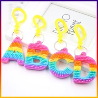 decompression toy rainbow letter pvc key chain pendant soft rubber silicone color letter bag car pendant brinquedos figet toys