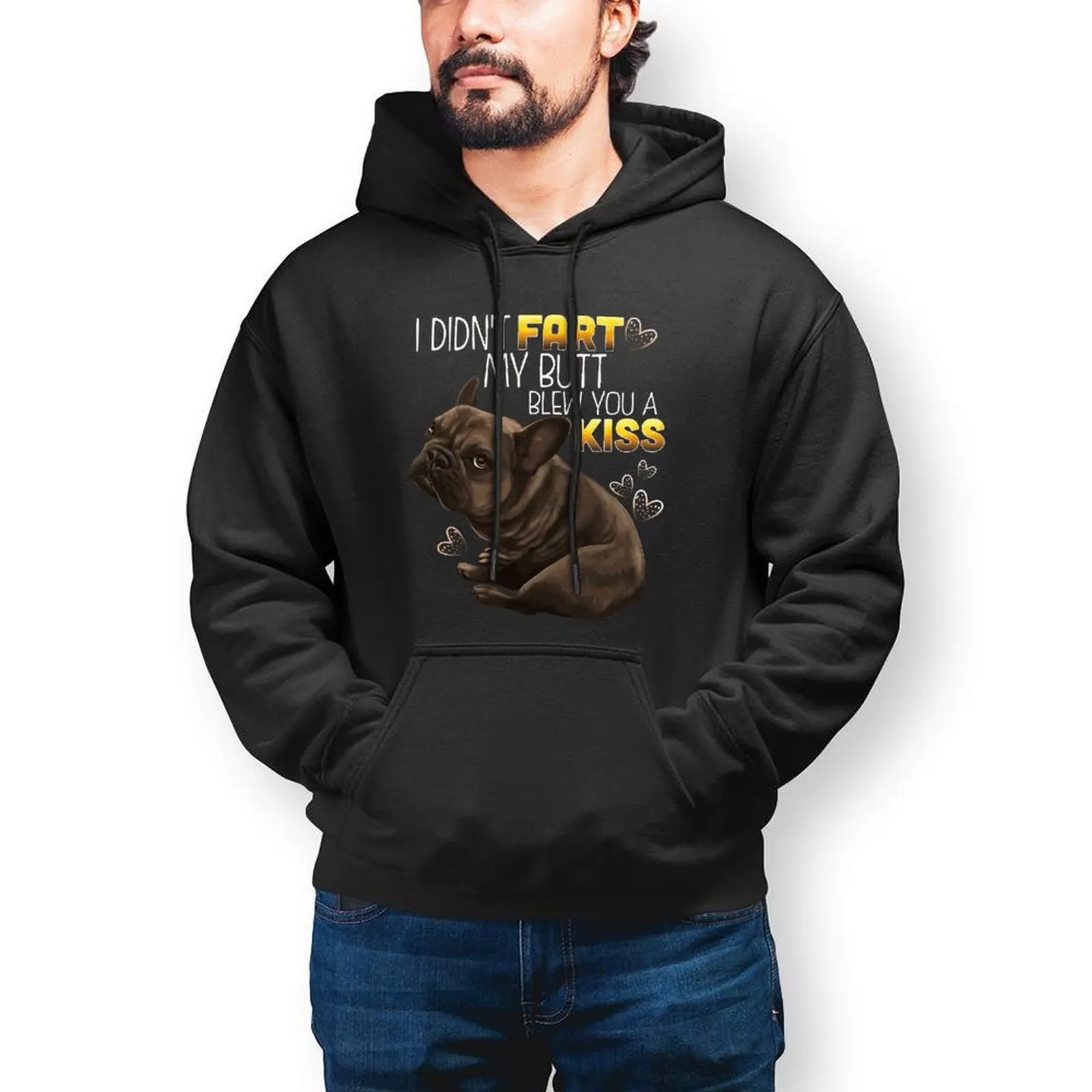 

French Bulldog Hoodie Stylish Long Sleeve Cotton Hoodies Mens Warm Outdoor Pullover Hoodie Over Size