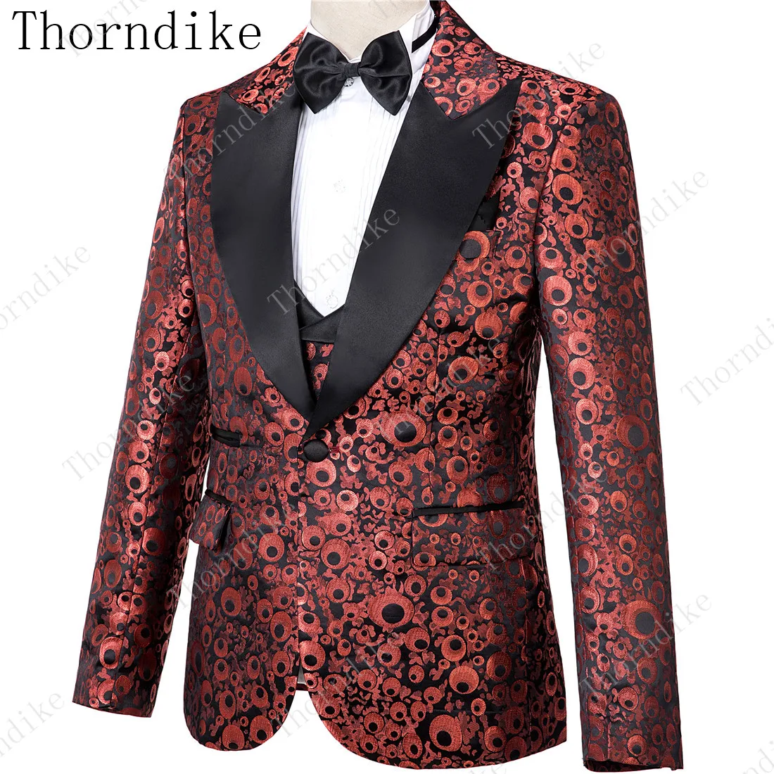 Thorndike красный круглый высококачественный пиковый отворот лучший продавец костюм