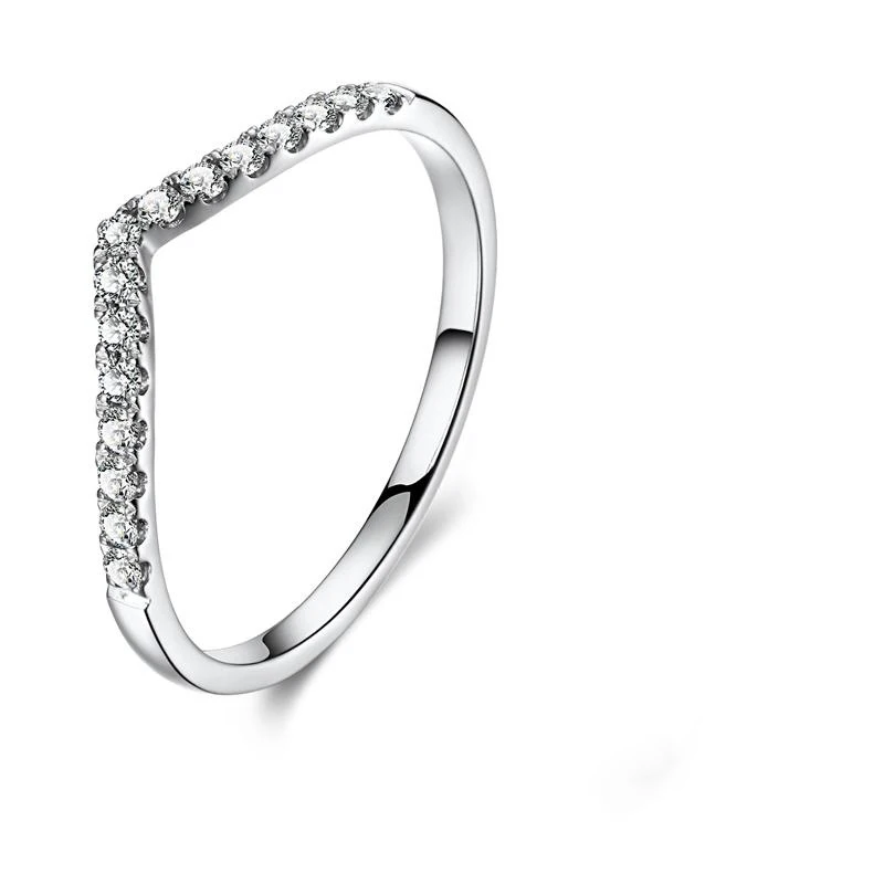 Trendy18K Real True Solid Gold Genuine Diamond V Letter Tail Rings Bands for Women Girlfriend Fancy Upscale Office Jewelry Gift | Украшения
