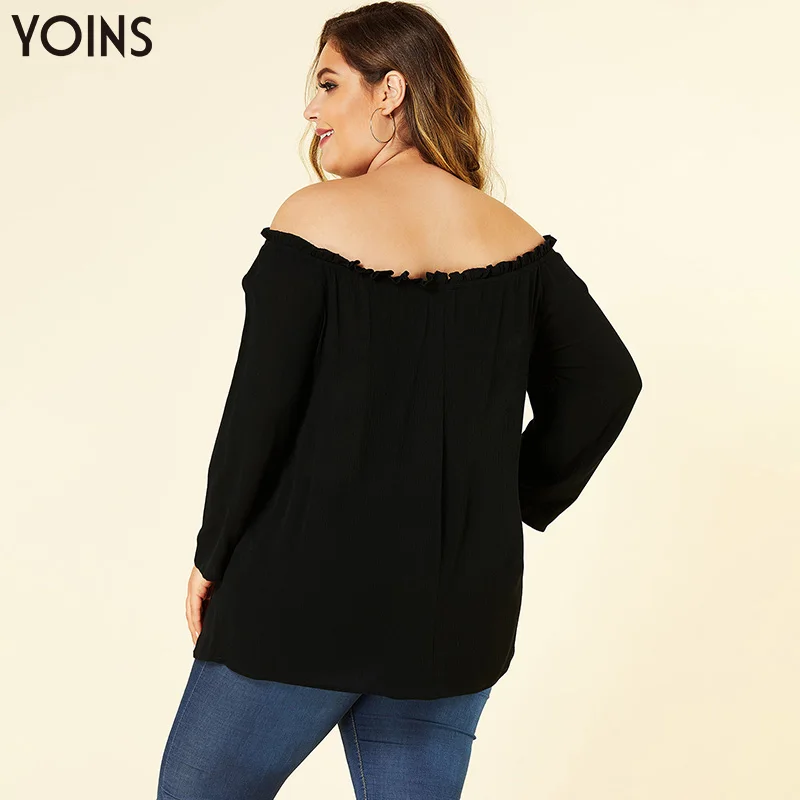Женская блузка с открытой спиной YOINS элегантная повседневная оборками и длинным