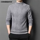 COODRONYВысококачественный пуловер из 100% чистой мериносовой шерсти, зимний плотный теплый вязаный кашемировый свитер с высоким воротником, мужская одежда C3126