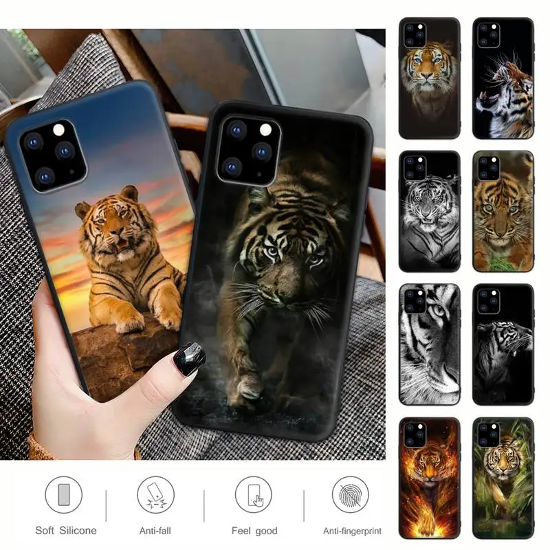 

Funda Animal Tiger Black Silicone Phone Cover Case For IPhone 12 11 Pro Max Xs X Xr 7 8 6 6s Plus 5 5s Se 2020