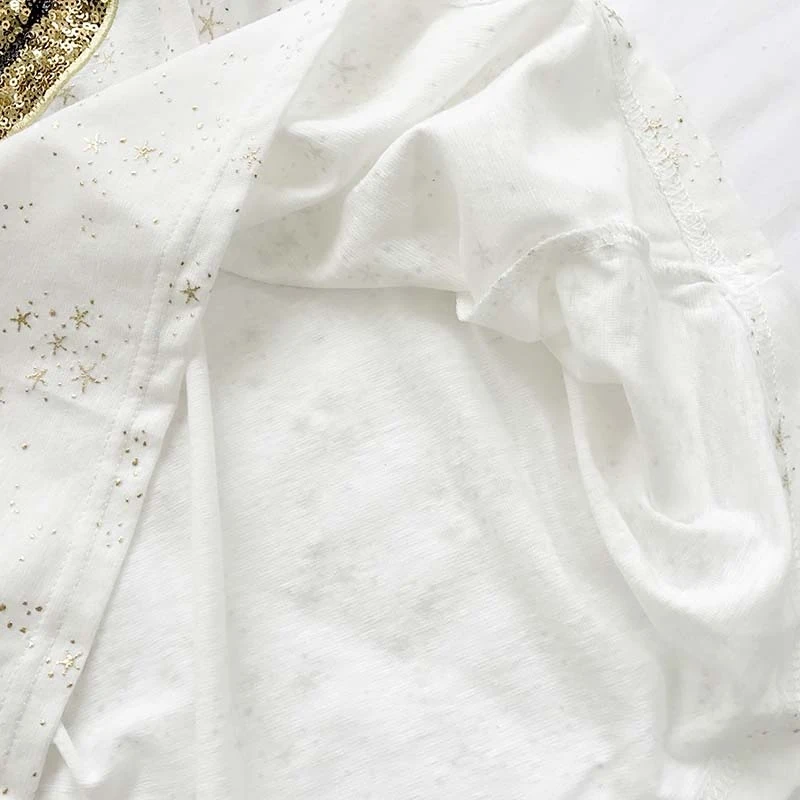 

2020 Women Summer Fashion New Loose Plus Size Cotton T-shirt Ladies Casual O-Neck Solid Color Tee Smiley Sequined Top QL73