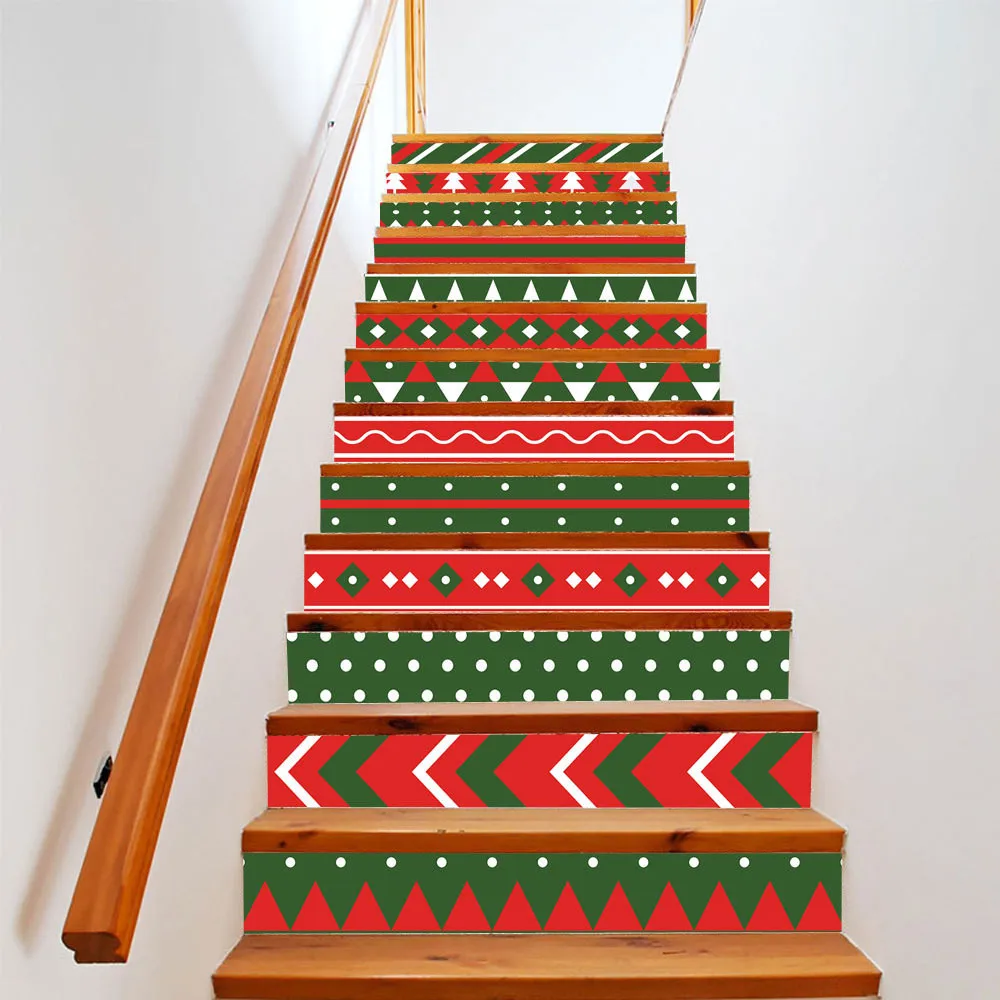 6 шт./13 шт. Рождественский Декор виниловые Стикеры для лестницы DIY X mas наклейки