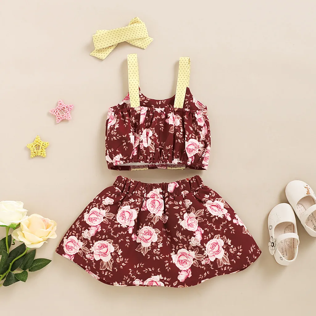 Комплект одежды для маленьких девочек цветная жилетка малышей Топы юбка с