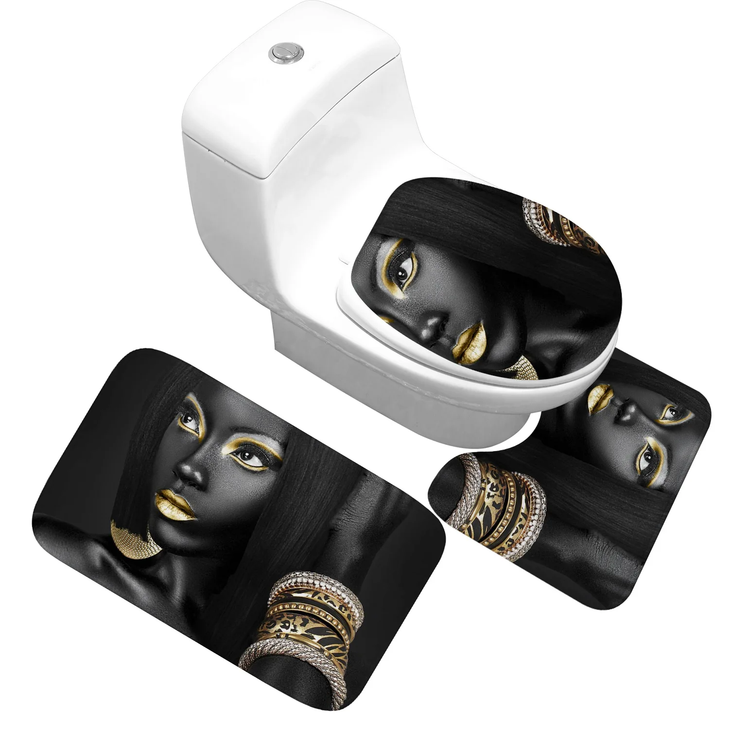 

Zeegle Africa Ethnic Bath Mat Set Flannel Toilet Rug Bathroom Carpet Lid Cover Mat Bathroom Home Decor Shower Room Rug