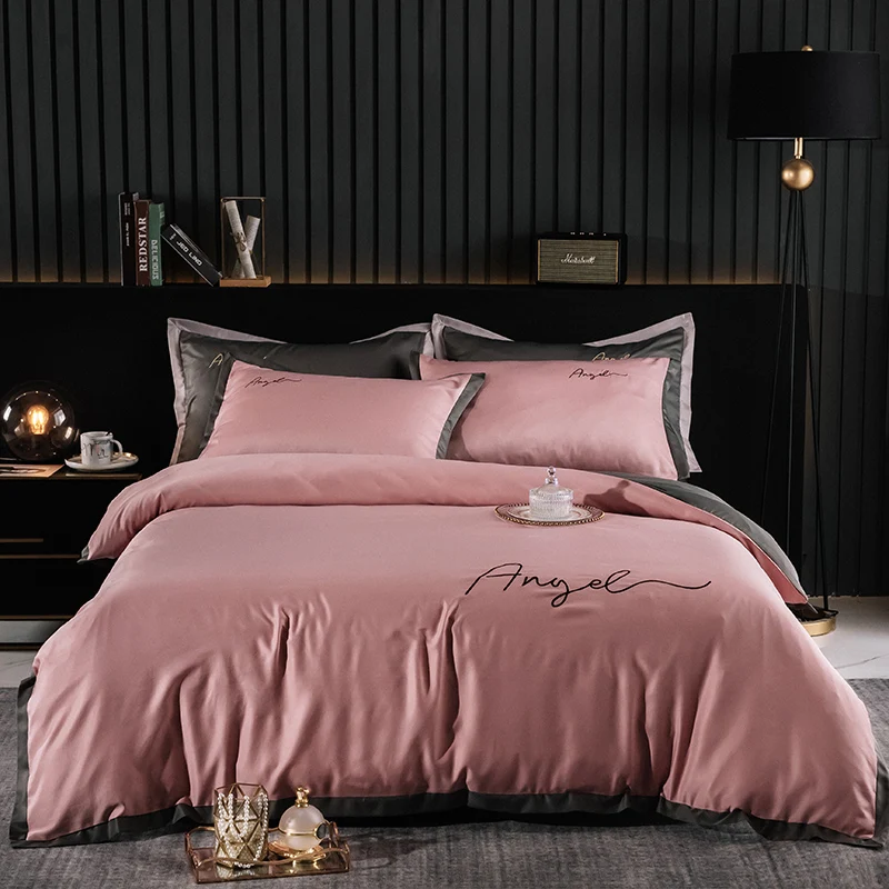 Modern Brief Luxury Duvet Cover Set Angel Letter Printed Bedding Bed Linen 220x240 Queen King Bedclothes Soft Quilt Covers | Дом и сад