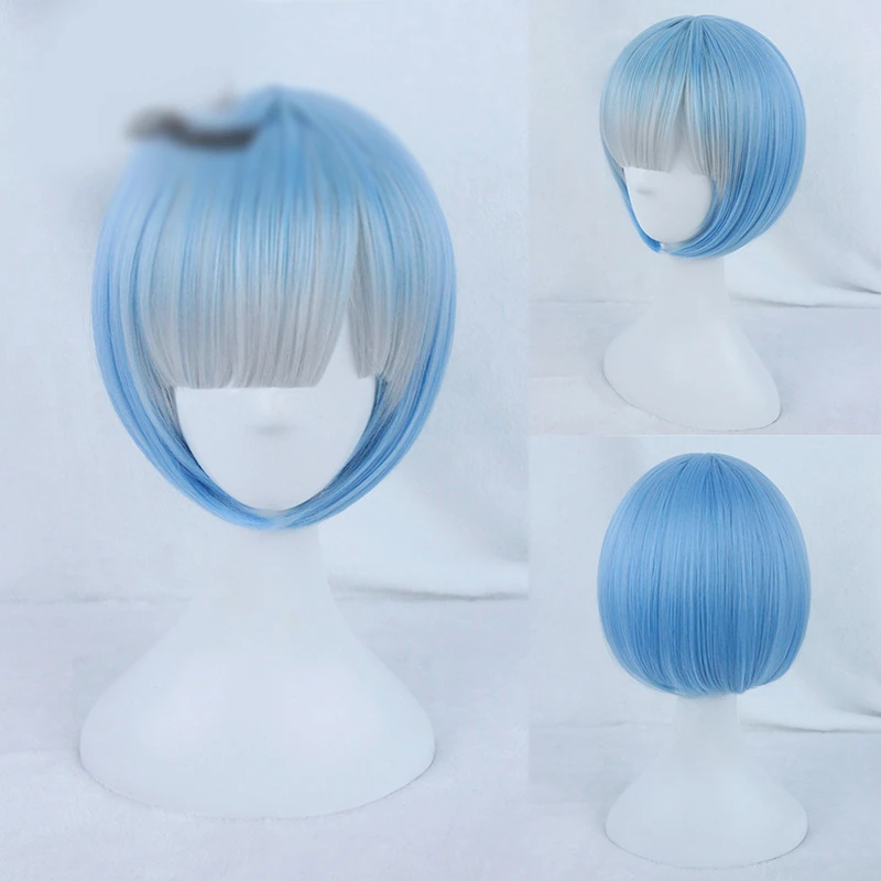 1pcs Re:Zero kara Hajimeru Isekai Seikatsu Synthetic Hair Anime Ram Rem Short Wig Cosplay Prop Party Decor for Women Girl Gift |