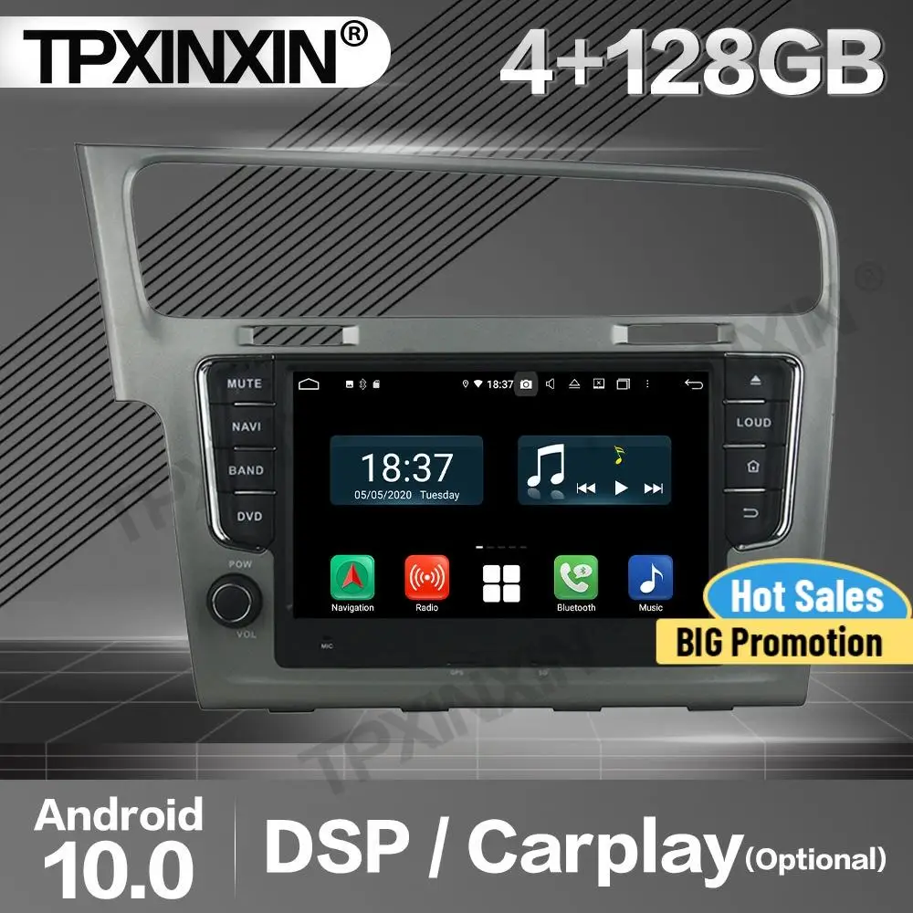 

Автомагнитола Apple Carplay, 128G, 2 Din, стерео приемник, Android, для VW Golf 7 2013, DSP, GPS-навигатор, проигрыватель, аудиомагнитофон, головное устройство