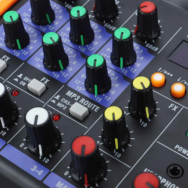 

Professional 4 Channel Bluetooth o USB Mixer Console Sound Card,USB Powered and Output, for Karaoke Music Production