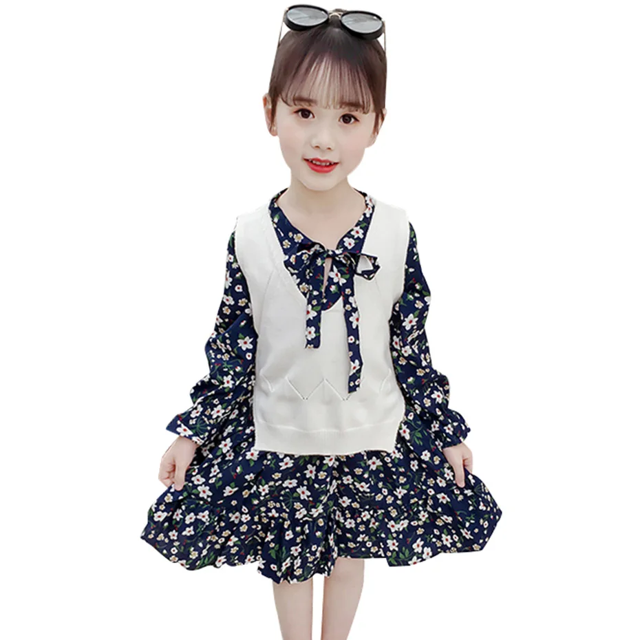 Детское демисезонное платье + жилет на возраст 6 14 лет|Комплекты одежды для