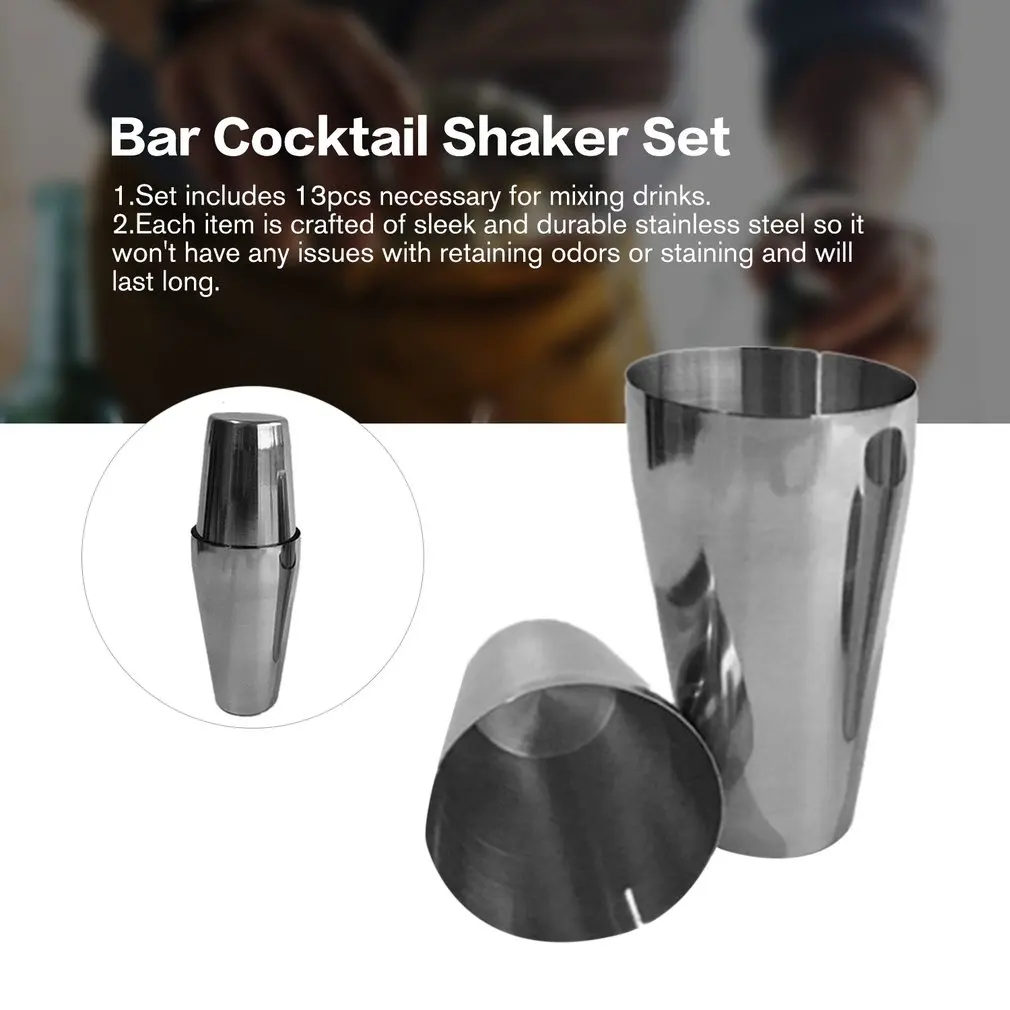 

13pcs/set Stainless Steel Cocktail Shaker Mixer Wine Martini Boston Shaker Set Barware Kit For Bartender Drink Party Bar Tools