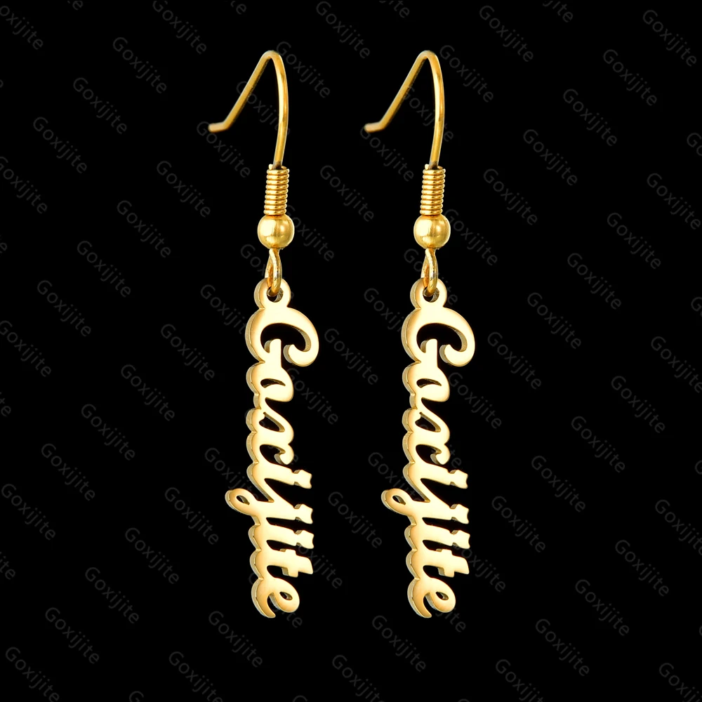 Женские вертикальные серьги Goxijite из нержавеющей стали с буквенным именем