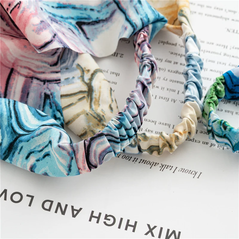 

2021 Triangle Scarf Headband for Women Fashion Tie-dyed Hair Ties Hair Band Headscarf Bandana Elastic Hair Band Hair Accessories