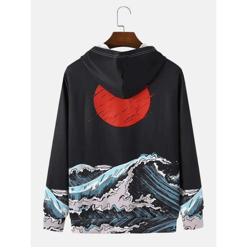 Худи мужское в японском стиле уличная одежда с рисунком загара повседневный