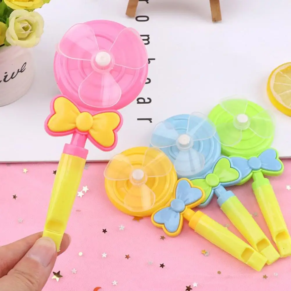 

4Pcs Baby Kids Windmill Toy Lollipop Shape Small Windmill Whistle Developmental Outdoor Handle Toys Pinwheel Wind Spinner