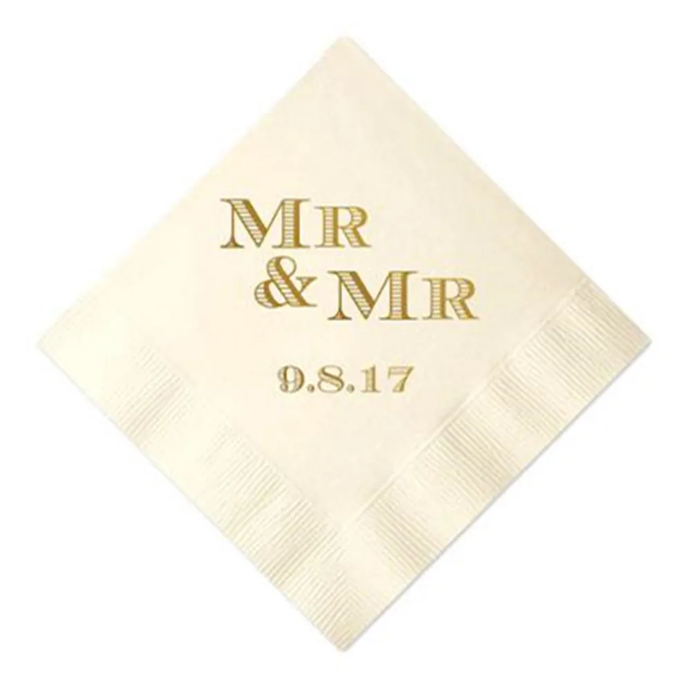 Персонализированные черные бумажные салфетки Mr& Mrs на заказ, бумажные салфетки для свадебного коктейля, коктейля, напитков, свадебного декора