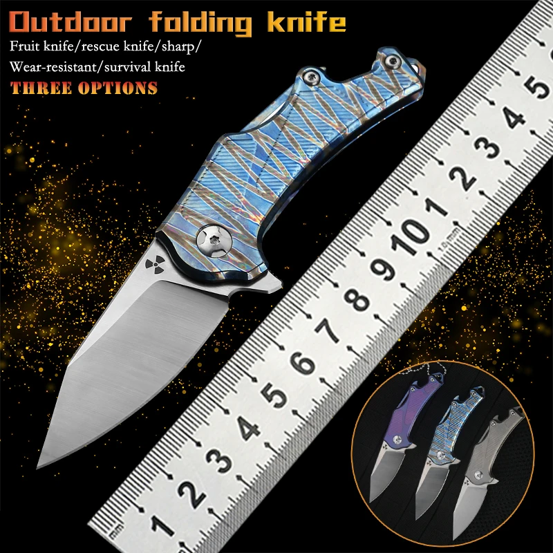 

M390 blade folding knife TC4 titanium alloy handle outdoor camping hunting self-defense knife portable household fruit knife EDC