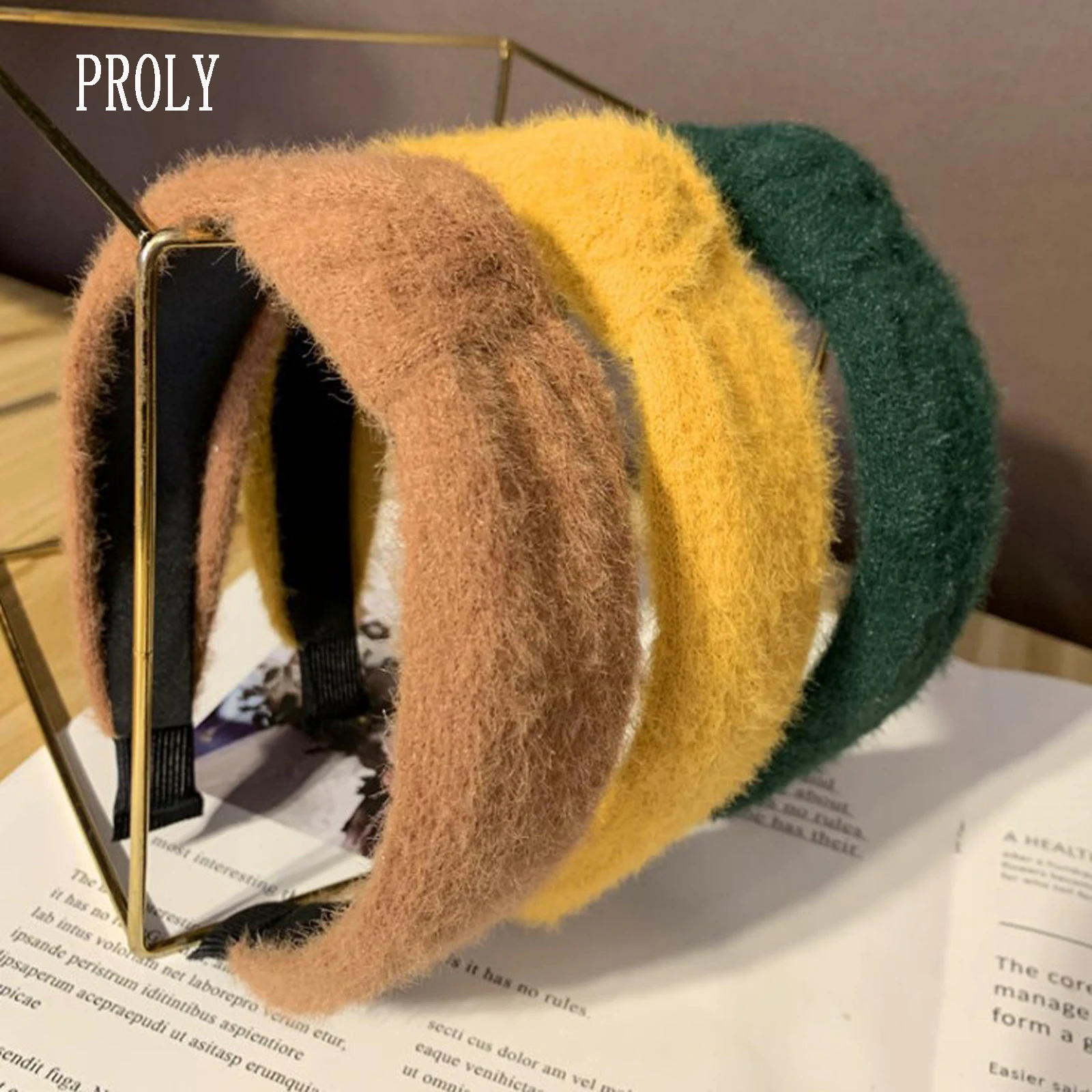 

PROLY New Fashion Women Hairband Soft Fluff Headband Solid Color Autumn Winter Turban Headwear Soft Hair Accessories Wholesale