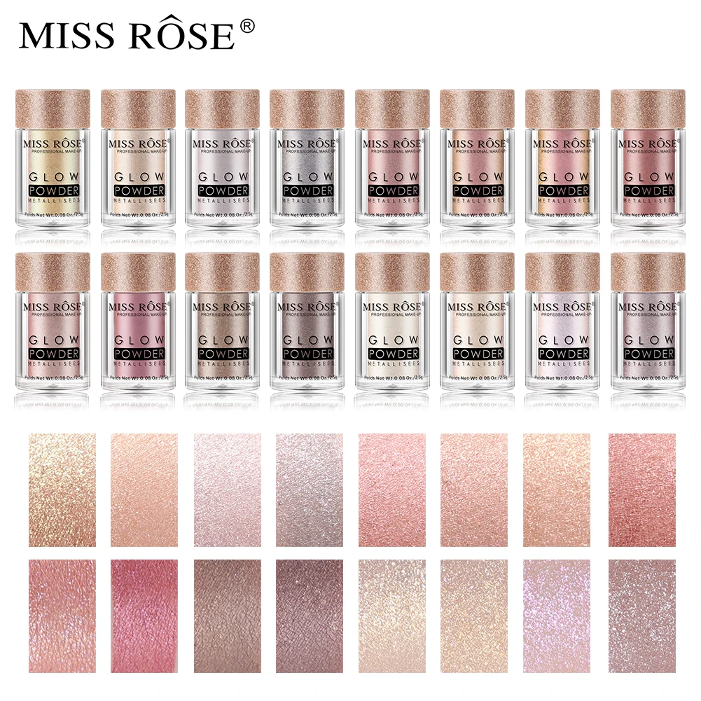 MISS ROSE, блестящие тени для век, рассыпчатая пудра, блестящий хайлайтер, матовые тени для век, пигментная пудра, мерцающие тени для век, косметика TSLM1