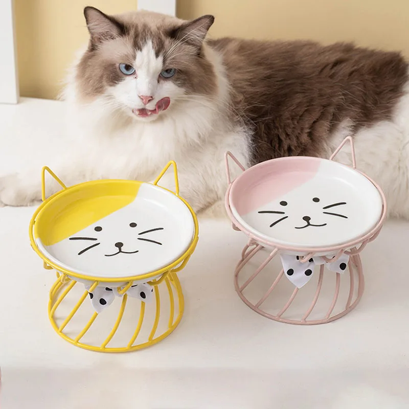 

Nordic Cat Bowl Pet Dog Food Feeding Bowl Ceramic Rack Single Bowls Cat Accessories Automatic Drinking Fountain Pets Chat