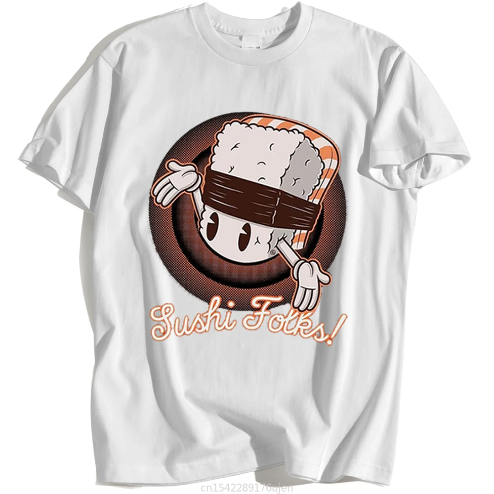 

Kohpweran Unisex Tops Summer Comics Sushi Hip Hop Print Womens T-Shirt Loose Crewneck T Shirts Loose Breathable T Shirt