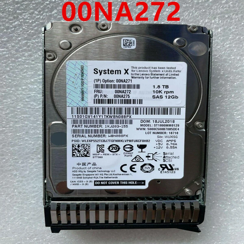 

Оригинальный Новый HDD для Lenovo X6 M5 1,8 ТБ 2,5 "SAS 12 ГБ/сек. 128MB 10K для внутреннего HDD для сервера HDD для 00NA271 00NA272 00NA275