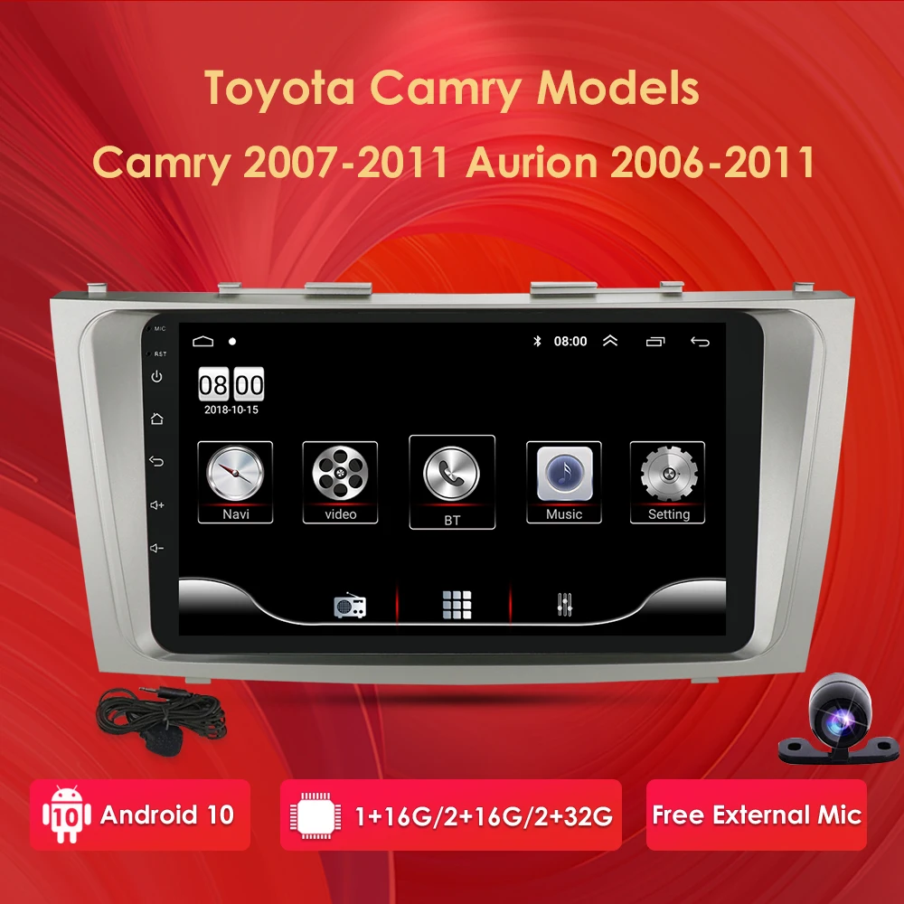 Автомагнитола 2 Din 9 дюймов Android 10 мультимедийный плеер для Toyota Camry 2007 2008 2009 2010 2011 GPS